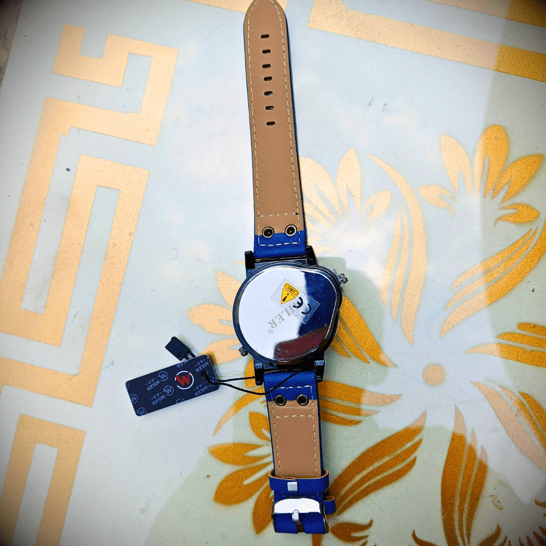 Vintage Dual-Time Denim Strap Men's Watch
