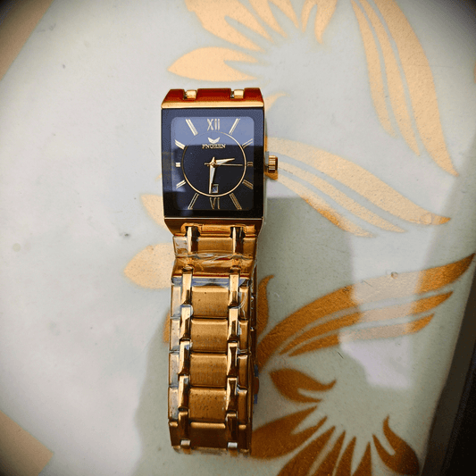 Men’s Quartz Business Watch – Square Dial, Mesh Strap & Calendar