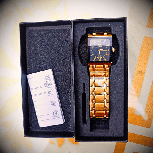 Men’s Quartz Business Watch – Square Dial, Mesh Strap & Calendar